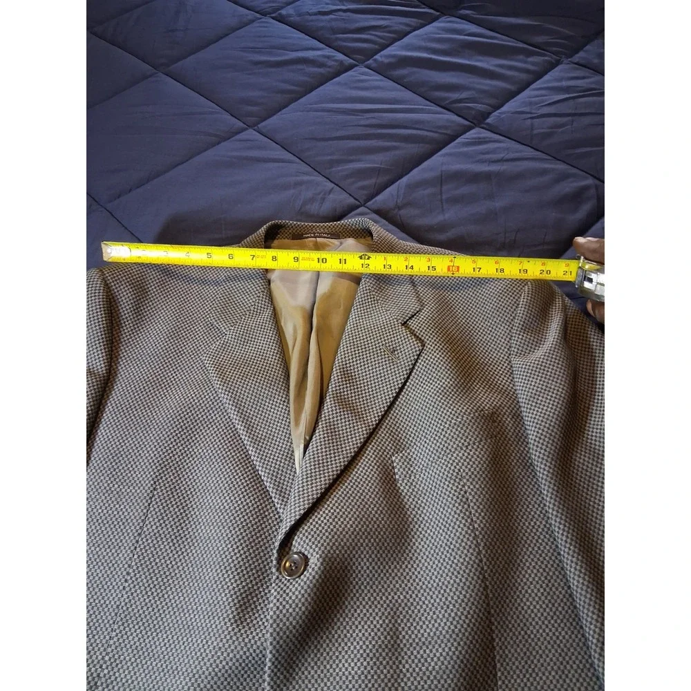 Armani Collezioni Mens Gray Micro Houndstooth‎ 3-Button Blazer Sport Coat Italy